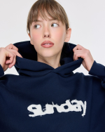 heavyweight applique sunday hoodie navy