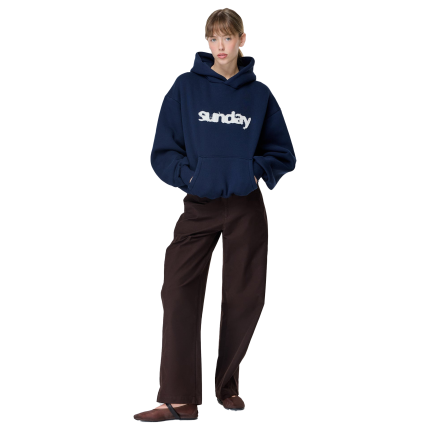 heavyweight applique sunday hoodie navy