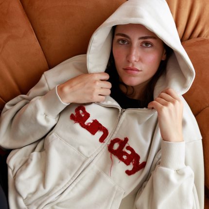 sunday zip up hoodie cream