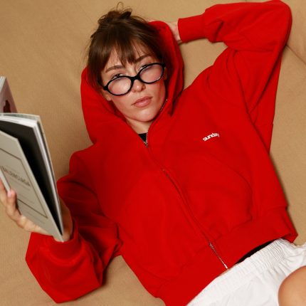 sunday zip up hoodie red