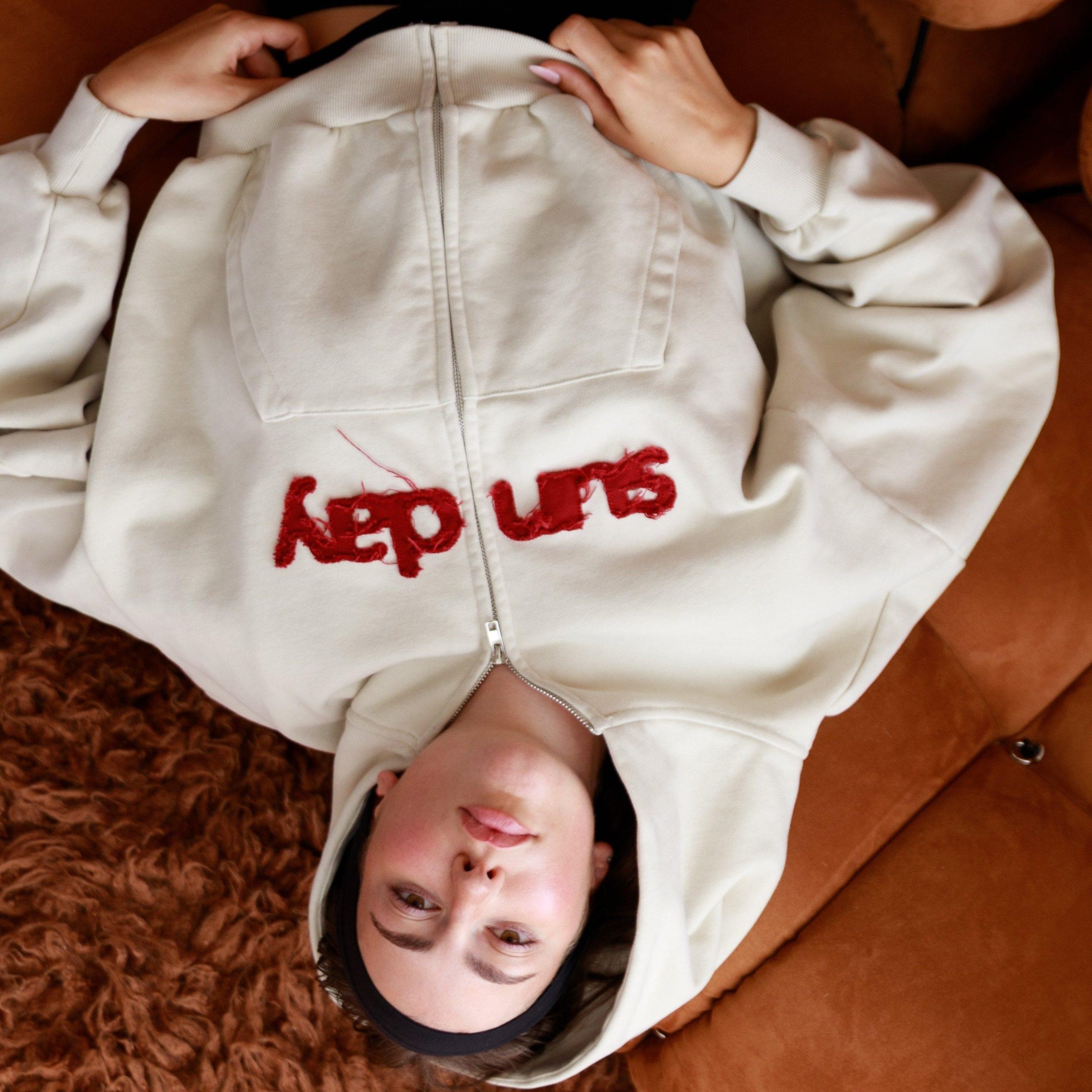 sunday zip up hoodie cream
