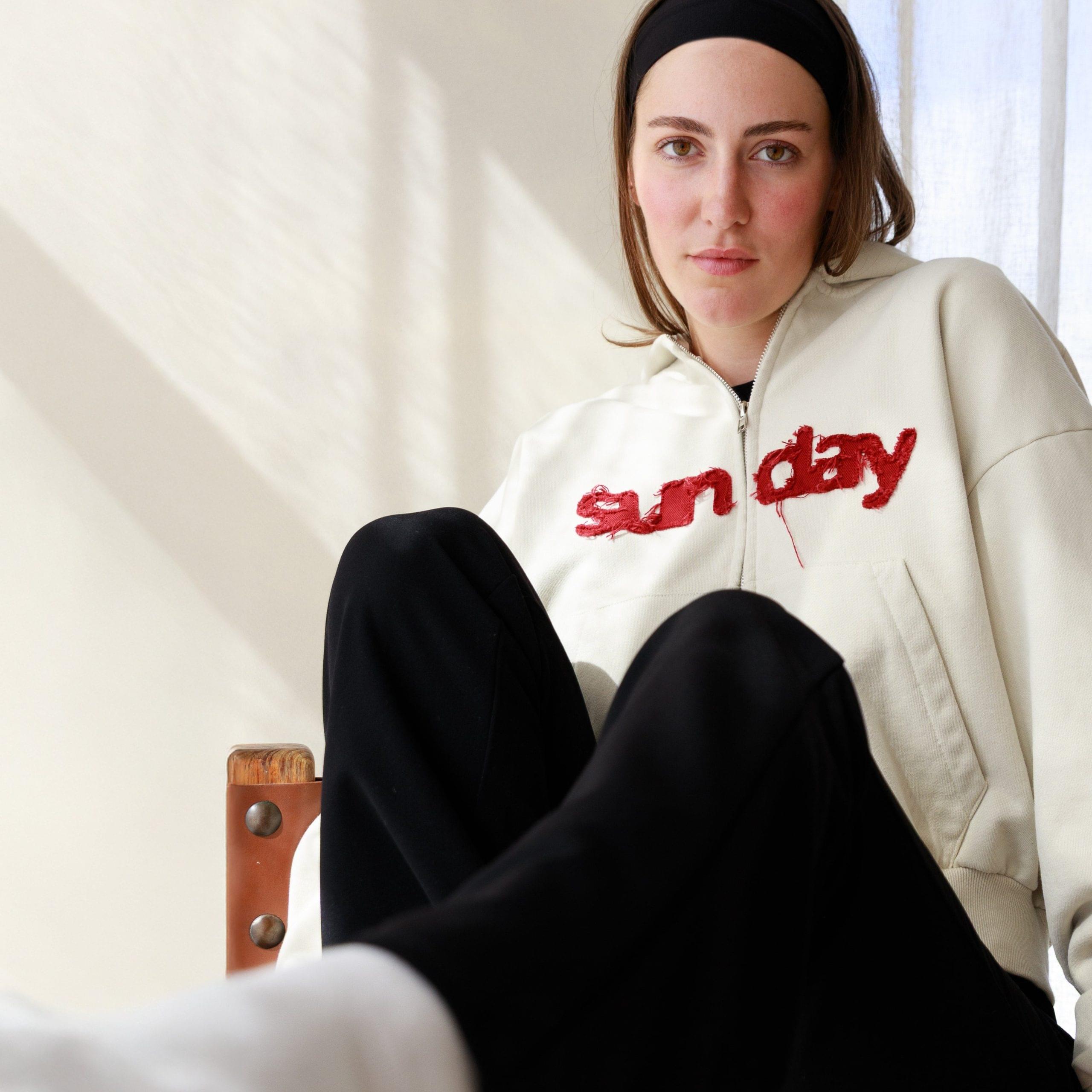 sunday zip up hoodie cream