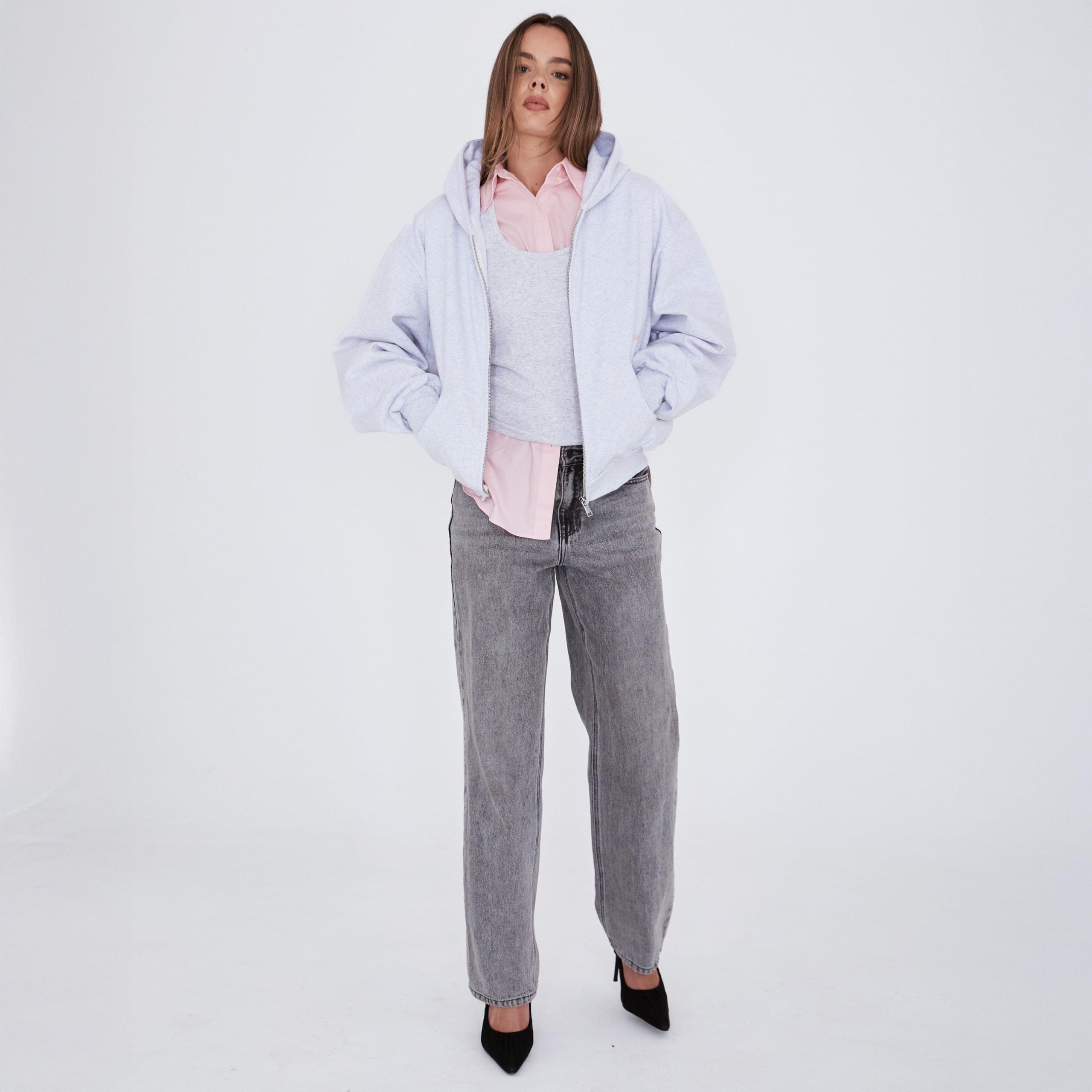 sunday zip up hoodie grey