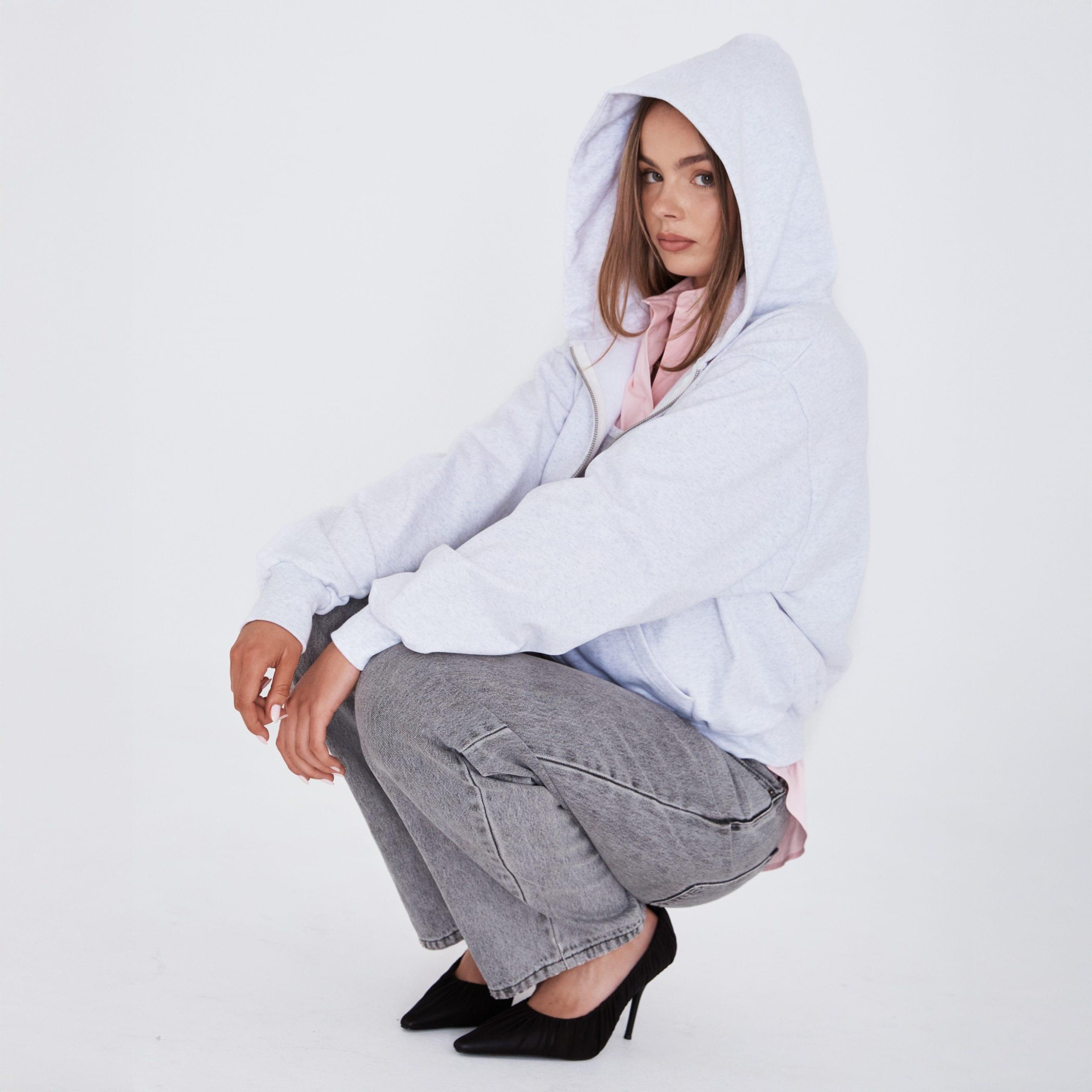 sunday zip up hoodie grey