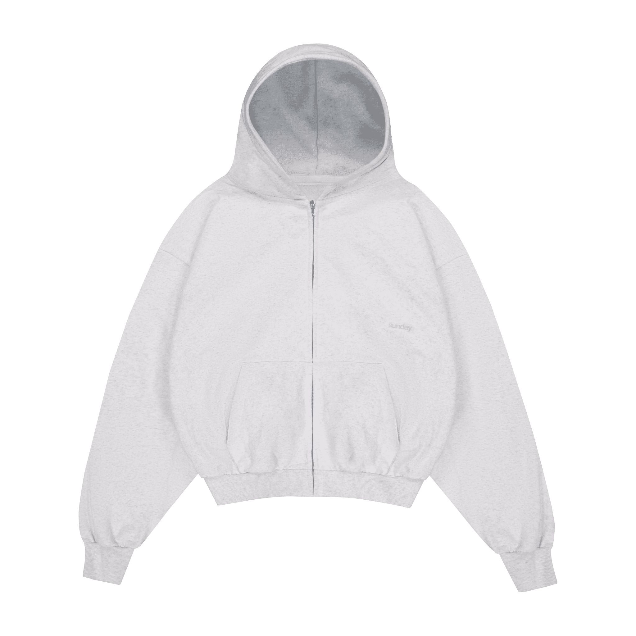 heavyweight-script-sunday-zip-up-hoodie-grey sunday zip up hoodie